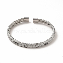 Не тускнеющий браслет-манжета из нержавеющей стали 304 с плоской сеткой в форме цепочки для женщин&nbsp;BJEW-C033-08P