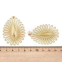 Регулируемые серьги-гвоздики в форме капли с цветком из нержавеющей стали 304 EJEW-B155-01G