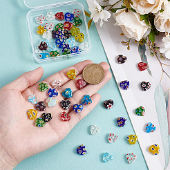 60 шт. стеклянные бусины-сердечки миллефиори ручной работы LK-HY0001-01