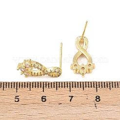 Серьги-гвоздики с микропаве из прозрачных кубических цирконий в форме бесконечности&nbsp;EJEW-F400-13G