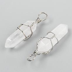 Кулоны с острым концом из натурального кристалла кварца&nbsp;G-J062-05P