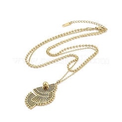 304 нержавеющая сталь веер подвеска кабель цепь ожерелье&nbsp;NJEW-H044-06G