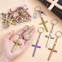 16 pz 4 colori portachiavi con ciondolo a croce in lega&nbsp;KEYC-PH01546