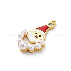 Pendentifs en laiton micro pavé de zircones cubiques avec émail du Père Noël&nbsp;KK-Q010-02G