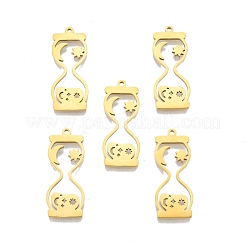 イオンプレーティング（IP）201ステンレスペンダント  砂時計  18KGP本金メッキ  32.5x13x1.5mm  穴：1.5mm&nbsp;STAS-N098-115LG