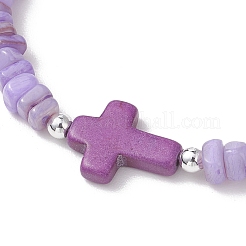 Регулируемые плетеные браслеты из натуральных пресноводных ракушек и окрашенных синтетических бирюзовых бусин для женщин&nbsp;BJEW-JB13105-01