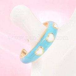 Anelli aperti con polsino in ottone smaltato&nbsp;RJEW-P190-01G-02