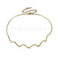 Ожерелья из цепочек волнообразной формы из нержавеющей стали 304 для женщин&nbsp;NJEW-S439-08G