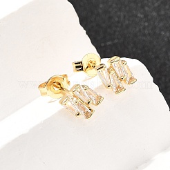 Серьги-гвоздики из латуни с микропаве из прозрачного кубического циркония EJEW-A135-16G