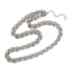 女性用7mm 304ステンレススチール製ダブルリンクチェーンネックレス  変色なし  ステンレス鋼色  16.30インチ（41.4cm）&nbsp;SA-H001-24P