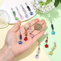14 pieza de 7 estilos de chip de piedra preciosa con decoraciones colgantes de estrella de vidrio transparente&nbsp;HJEW-FS00102