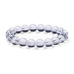 天然水晶ラウンドビーズブレスレットを伸ばします  51~53mm&nbsp;BJEW-N301-10mm-07