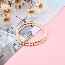 Набор стрейч-браслетов из непрозрачного стекла с бусинами&nbsp;BJEW-JB05979