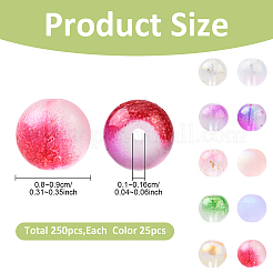 250шт 10 цвета матовые окрашенные распылением стеклянные бусины&nbsp;GLAA-YW0005-42