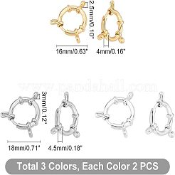6個 3スタイル 304ステンレススチール スプリングリング留め金  リング  ミックスカラー  2個/スタイル&nbsp;STAS-UN0024-89