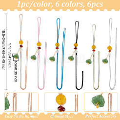 6шт 6 цвета ремешок для мобильного телефона имитация нефрита кулон в виде стручка семени лотоса HJEW-OC0001-28
