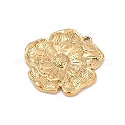 304ステンレスペンダント  イオンプレーティング（ip）  花のチャーム  18KGP本金メッキ  27x26x2.5mm  穴：1.6mm&nbsp;X-STAS-C121-44B-G