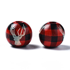 Расписные европейские бусины из натурального дерева&nbsp;LS-WOOD-S057-036A