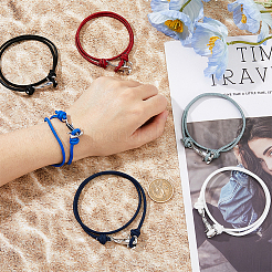 6шт. набор из 6-х цветных браслетов из полиэфирного шнура для выживания с застежками в форме акулы из сплава BJEW-FI0001-72