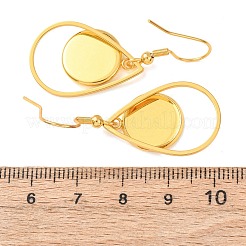 304ステンレススチールイヤリングカボションセッティング  ゴールドカラー  ティアドロップ  43x17mm  トレイのサイズ：12mm&nbsp;STAS-D267-01F-G