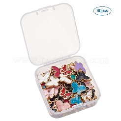 合金エナメルチャーム  蝶  ミックスカラー  10.5~17x13~14.5x2mm  穴：1.4~1.8mm  60個/箱&nbsp;ENAM-TA0001-66
