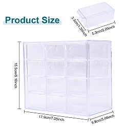 Пластиковый ящик с 12 отделением для хранения канцелярских принадлежностей и ювелирных изделий&nbsp;AJEW-YWC0009-001