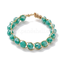 Кольцо на палец из стеклянных бусин RJEW-JR00677