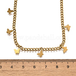 Ожерелья из витой цепочки из нержавеющей стали 304 с подвеской-бабочкой в виде кисточки NJEW-R023-06G