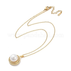 Полукруглый латунный микропаве кубический цирконий кулон ожерелья для женщин&nbsp;NJEW-C076-07G