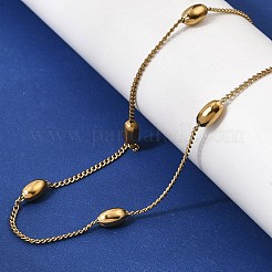 ユニセックス 304ステンレススチール製オーバルカーブチェーンネックレス  ゴールドカラー  15.75インチ（40cm）&nbsp;NJEW-P356-03G