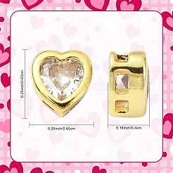 6 шт. подвески-сердечки из латуни двух цветов с микропаве из кубических цирконий&nbsp;ZIRC-YW0001-36A