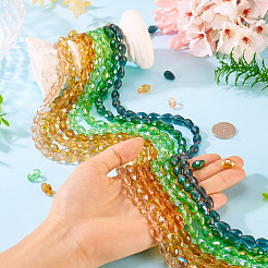 8 нити 8-х цветные прозрачные гальванизированные стеклянные бусины&nbsp;EGLA-TA0013-12