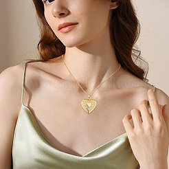 2 шт. 316 хирургическая нержавеющая сталь сердце фото медальон кулон кабель цепь ожерелья для женщин&nbsp;NJEW-DC0001-15G