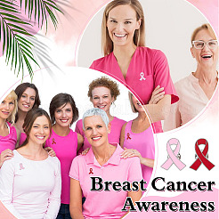 40 шт. двухцветная эмалевая лента с символикой СПИДа/рака груди&nbsp;JEWB-ME0001-23