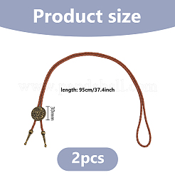 2 collane con cravatta bolo in lega di zinco con fiori&nbsp;NJEW-DC0001-27