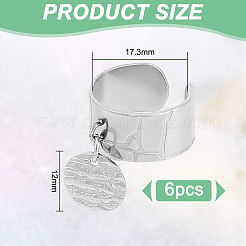6 шт. открытые манжетные кольца из нержавеющей стали 304 RJEW-UN00009