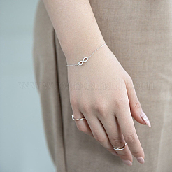 Комплекты из ожерелья и браслетов с подвеской в виде бесконечности из стерлингового серебра с микропаве из прозрачных кубических цирконий OV1057-3