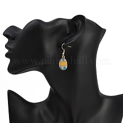 Серьги-подвески в форме яйца из эмалевого сплава EJEW-JE06584