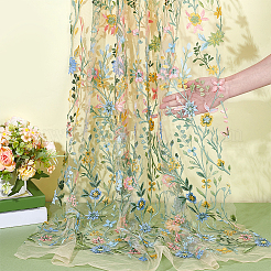 Полиэстер кружевная ткань с цветочным узором DIY-WH0061-019A