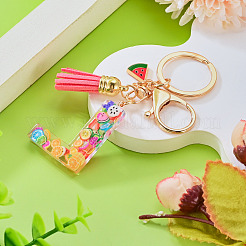 Porte-clés en résine avec lettres sur le thème des fruits&nbsp;KEYC-TAC0033-02L