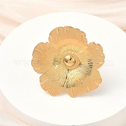 304ステンレススチールカフリング  花  カドミウムフリーと鉛フリー＆ニッケルフリー  ゴールドカラー  35.5x35.5mm  usサイズ7 1/4(17.5mm)&nbsp;LS-RJEW-D338-05C-G