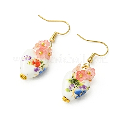 Pendientes colgantes de porcelana y cuentas acrílicas hechos a mano para mujer&nbsp;EJEW-JE07329-01