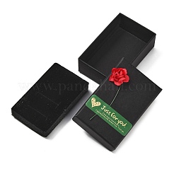 Geschenkboxen aus Kraftpapier mit künstlicher Rose außen für Schmucksets&nbsp;CON-Z011-01B-02