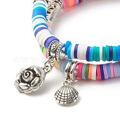 Set di bracciali elastici fatti a mano in argilla polimerica con perline heishi&nbsp;BJEW-JB07427