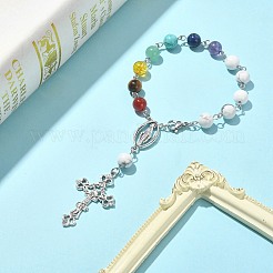 Braccialetto con perline rosario di howlite naturale e pietre miste&nbsp;BJEW-TA00329-01