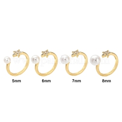 Закрепки для колец-манжет с микропаве из прозрачных кубических цирконий в форме звездочки из латуни KK-NH0007-10G