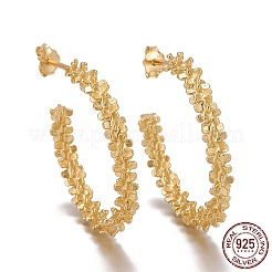 スターリングシルバーハーフフープピアス925個  耳ナッツ  テクスチャ  文字cの形  ゴールドカラー  26x3mm  ピン：0.8mm&nbsp;EJEW-F265-07G