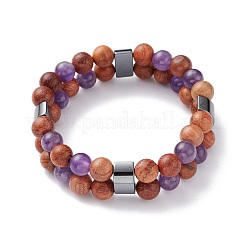Bracelets extensibles en perles de bois naturel&nbsp;BJEW-JB06515