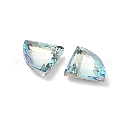 電気メッキガラスペンダント  バックメッキ  多面カット  扇形の  ライトブルー  12x15x5mm  穴：1.2mm&nbsp;EGLA-M029-03-04