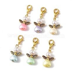 32 шт. ангел искусственный жемчуг акрил с подвесными украшениями из сплава HJEW-FS00040-02